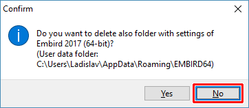 Remove user data folder and settings
