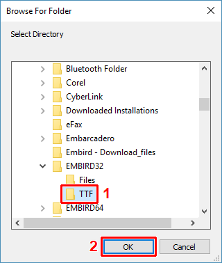 Select folder with .TTF or .OTF font files